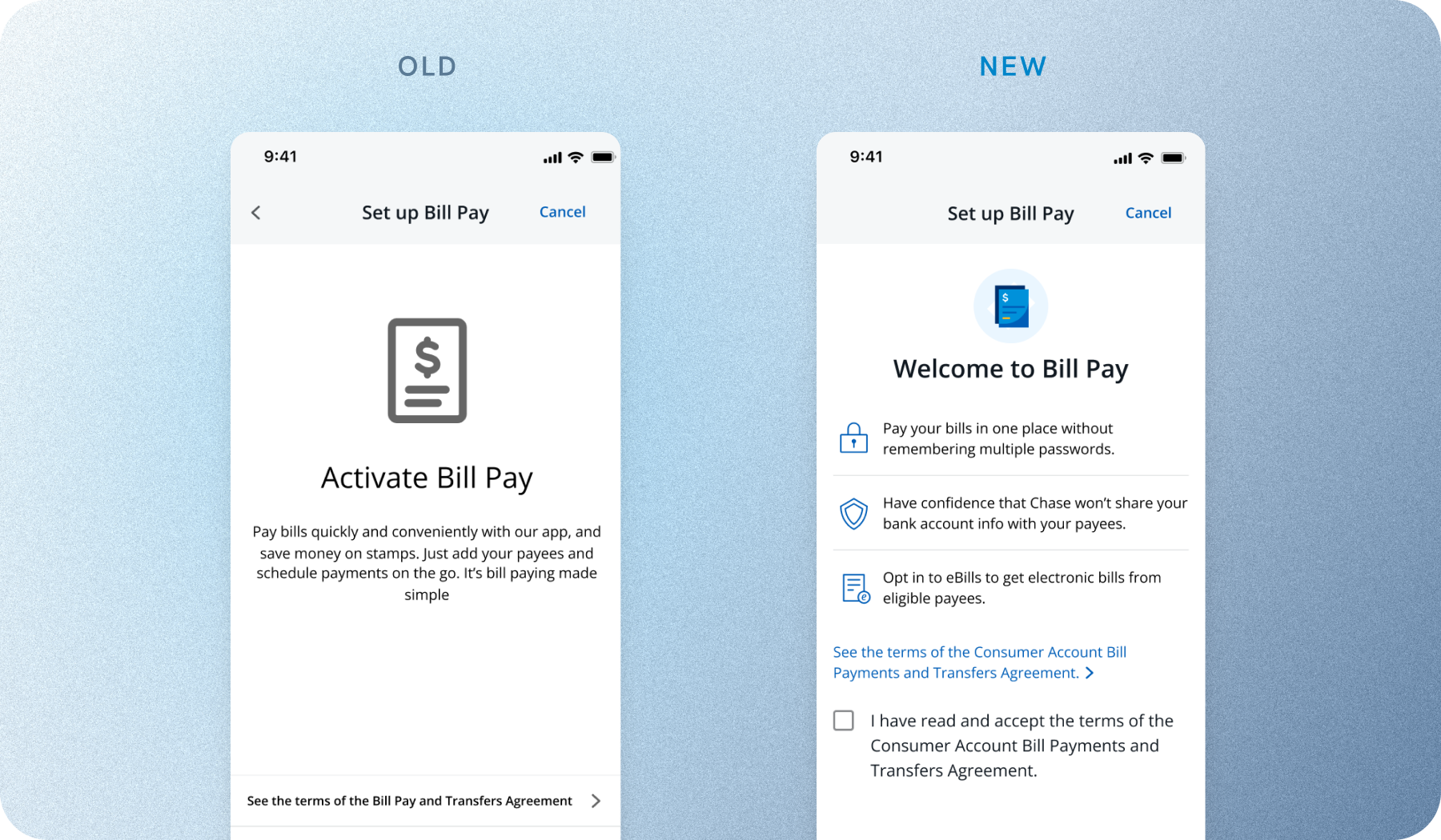 Old vs. new onboarding welcome screen
